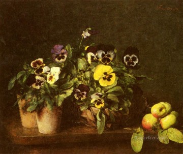  flores - Naturaleza muerta con pensamientos flor pintor Henri Fantin Latour